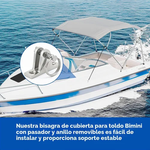 Vista 5 de Bimini Bisagra de cubierta superior, pasador de liberación rápida de acero inoxidable 316, paquete de 4