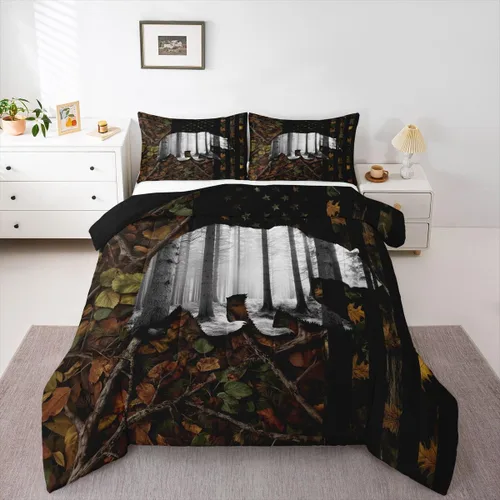 Vista 12 de Erosebridal Happy Camping - Edredón tamaño individual para niños, juego de ropa de cama de animales del bosque del bosque para bebés, niños y niñas