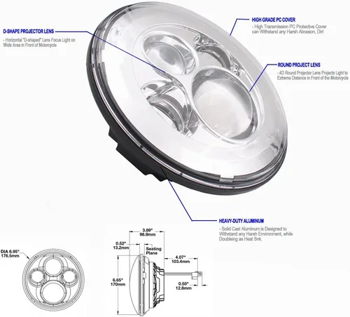 Vista 4 de Belt&Road - Faro delantero LED redondo de 7 pulgadas para 2014-2023 + HD Street Glide Special y Road King Special, Hi-Lo Beam con adaptador de doble