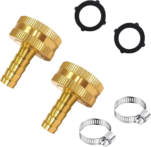 Vista 19 de AOPANDA Conector de reparación de extremo de manguera de agua de latón macizo con púa de 1/4" x rosca GHT hembra de 3/4", incluye abrazaderas