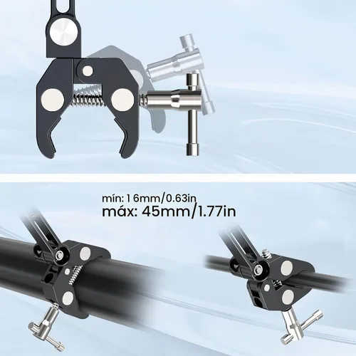 Vista 4 de Soporte de Tablet de Aluminio con Abrazadera para Bicicleta Giratoria, Bicicleta Estacionaria, Cinta de Correr, Carriola para Interior, Peloton