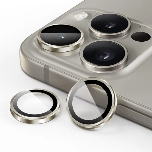 Vista 9 de JETech Protector de lente de cámara para iPhone 15 Pro/15 Pro Max, azul, 1 juego Vidrio templado 9H, cubierta de anillo individual de metal