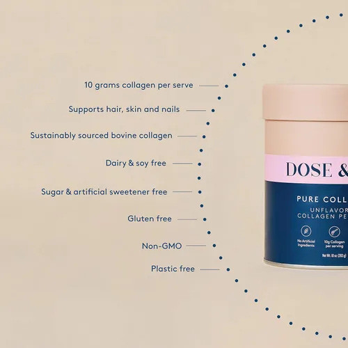 Vista 3 de DOSE & CO. Péptidos de colágeno puro para cabello, piel y uñas, sin sabor, suplemento en polvo de 10 onzas