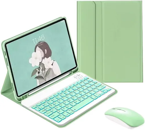 Vista 12 de Funda de teclado retroiluminada para Galaxy Tab A8 de 10.5 pulgadas modelo 2022 (SM-X200/X205/X207), cubierta delgada y ligera con teclado