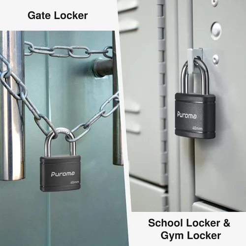 Vista 7 de Puroma Candado con llave con 2 llaves iguales, cerradura de casillero de 7/8 pulgadas, cerraduras de alta resistencia para puerta, cerrojo, caja