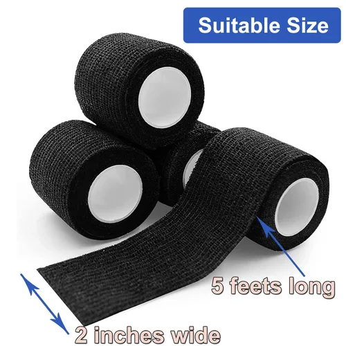 Vista 2 de Cinta de agarre para tatuaje, 12 unidades, diseño de ametralladora Tattoo Grip Cover Self Adhesive Vendaje Wrap Elastic Tattoo Supplies