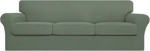 Vista 46 de Easy-Going Funda elástica de sofá de 4 piezas de gran tamaño para perros, funda de sofá lavable para 3 cojines separados, protector de muebles Negro