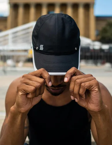 Vista 4 de SAAKA Gorro deportivo ligero para hombres. Secado rápido, se mantiene fresco. Lo mejor para correr, tenis, golf y entrenamiento.