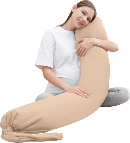 Vista 10 de MOON PARK - Almohada de embarazo con funda de enfriamiento increíblemente suave y lisa en forma de I, almohada de maternidad de cuerpo completo