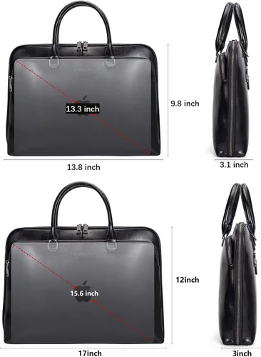 Vista 4 de Blofinche Bolso de mensajero para portátil con hombro: Maletín de trabajo de cuero genuino de 13.3 a 15.6 pulgadas, bolso de diseñador