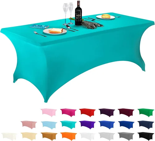 Vista 23 de LZY Cubierta de Mesa Elástica Ajustable de Spandex para Mesa Plegable de 6 pies, 4 pies o 8 pies, Mantel de Cóctel Rectangular, Perfecto para Champn