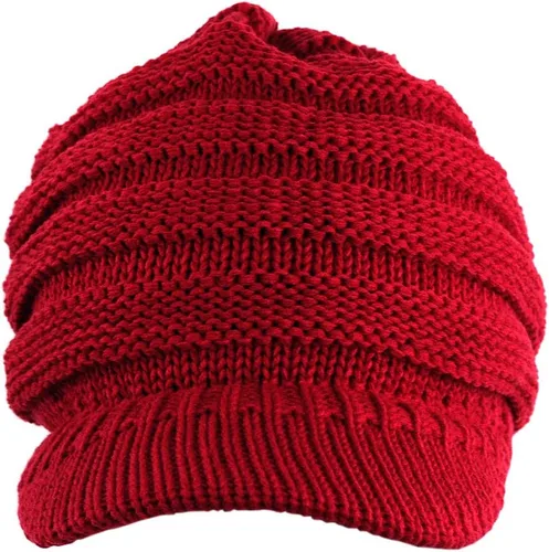 Vista 14 de C.C Gorro de punto trenzado cálido y grueso con visera