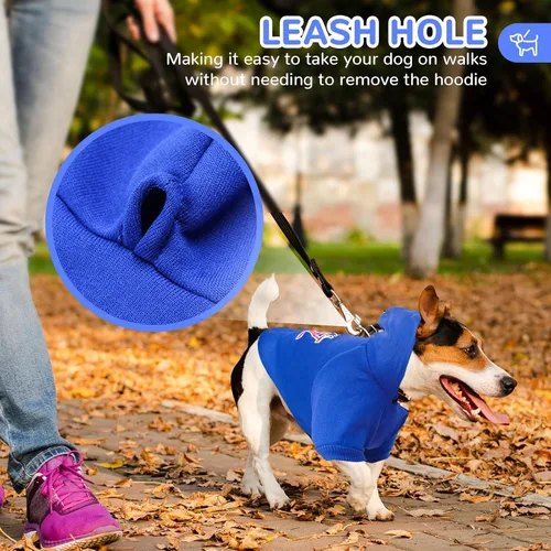 Vista 4 de BAEMJK - Paquete de 2 sudaderas con capucha para perros pequeños, ropa para perros con agujero para la correa, sudadera suave y cálida