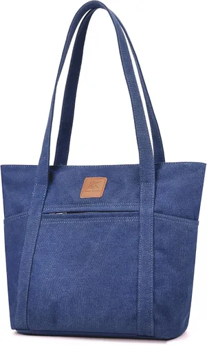 Vista 12 de Bolsos de hombro para mujer, bolsa de lona resistente para trabajo, bolsa de cubo retro Beige