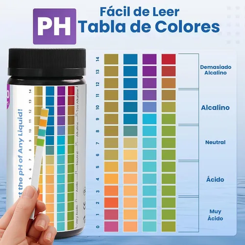 Vista 6 de Tiras de prueba de pH 0-14 200 tiras universales para pruebas de pH rápidas y precisas Papel de tornasol para agua, piscinas, kombucha