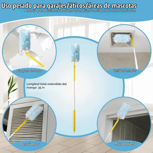 Vista 7 de 60 repuestos de plumero resistente de 360° compatibles con Swiffer, repuesto de plumero electrostático desechable extragrueso de tamaño grande con 1