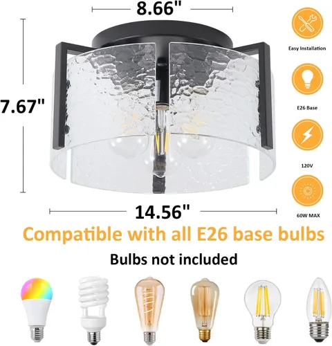 Vista 4 de Lámpara de techo negra de montaje empotrado, lámpara de entrada moderna de 3 luces, montaje de techo, accesorios de iluminación de cocina, lámparas