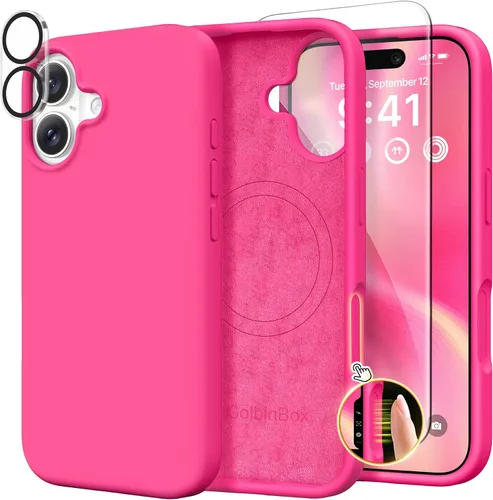 Vista 79 de GolbinBox Funda magnética para iPhone 17, compatible con MagSafe, cubierta de silicona integrada para control de cámara, funda de silicona líquida a