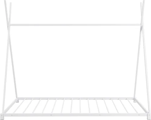 Vista 8 de SOFTSEA Cama de casa con marco de cama de piso doble con estructura triangular Blanco