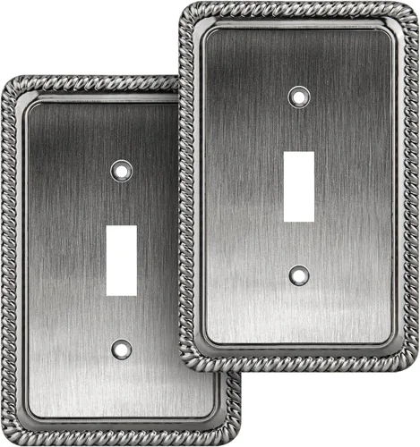 Vista 48 de Henne Bery Rope Edge - Placa decorativa de pared para interruptor (placa lisa, 2 unidades, bronce antiguo)