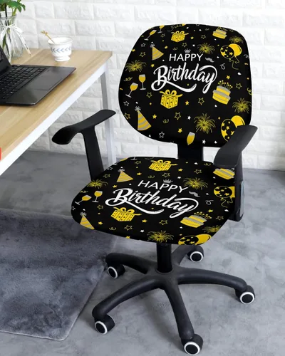 Vista 3 de Fundas para silla de oficina de 2 piezas, fundas elásticas para silla de computadora, fundas universales giratorias para sillas de escritorio