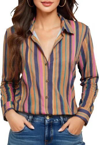 Vista 15 de Camisas sin planchado y sin arrugas para mujer, con botones, de manga larga, de seda de morera, blusas casuales para el trabajo