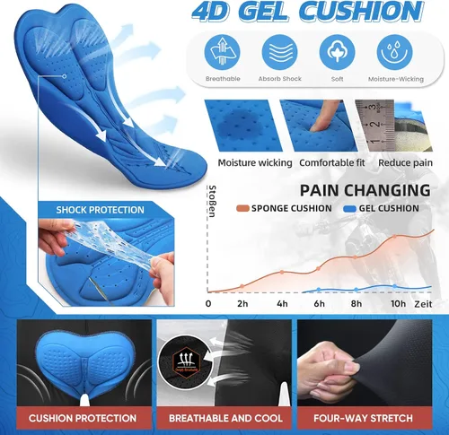 Vista 4 de Hiauspor Pantalones cortos acolchados de ciclismo de montaña para hombre, ajuste holgado, de secado rápido, para ciclismo con 5 bolsillos