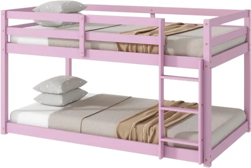 Vista 15 de Twin Size Bunk Bed with Panelled Headboard and Footboard, Antique Dark Oak Antique Oak