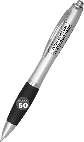 Vista 13 de DISCOUNT PROMOS - Bolígrafos personalizados con agarre de goma y tinta negra, paquete de 10 unidades, diseño ergonómico, ideal para oficina