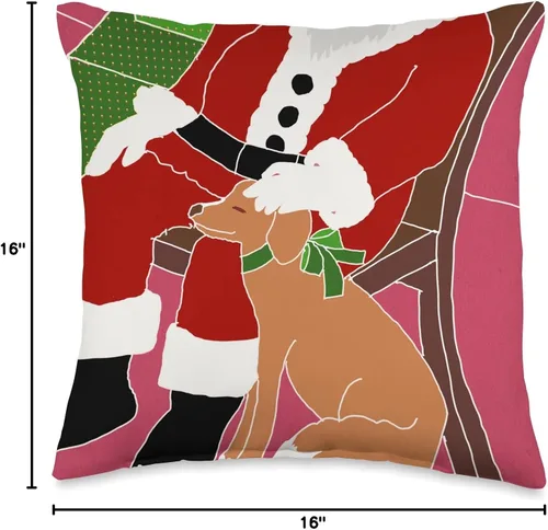 Vista 4 de Archi-Select.com Almohada para perro con Papá Noel en Navidad, 16 x 16 pulgadas, multicolor