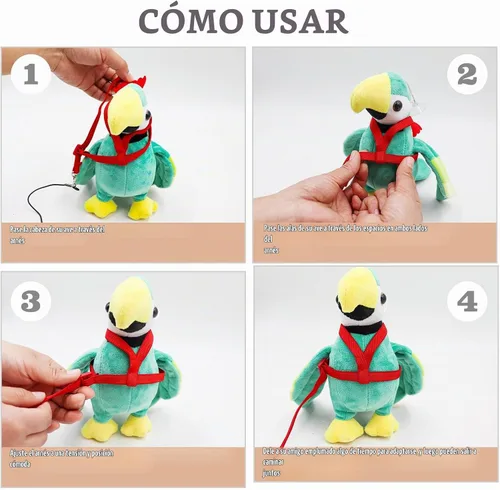 Vista 3 de Correas y arneses ajustables para pájaros, arnés de nailon para pájaros con bonito ala para loros, accesorios para pájaros para mascotas, correa