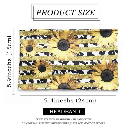 Vista 5 de Olbye Diademas anchas bohemias, bandas elásticas tipo turbante, antideslizantes, bandana floral, para entrenamiento, yoga, bufandas para el cabello