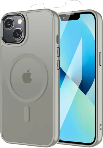 Vista 119 de Funda para iPhone 11 con protector de pantalla, compatible con MagSafe, ultra delgada, translúcida, mate, a prueba de golpes, color negro