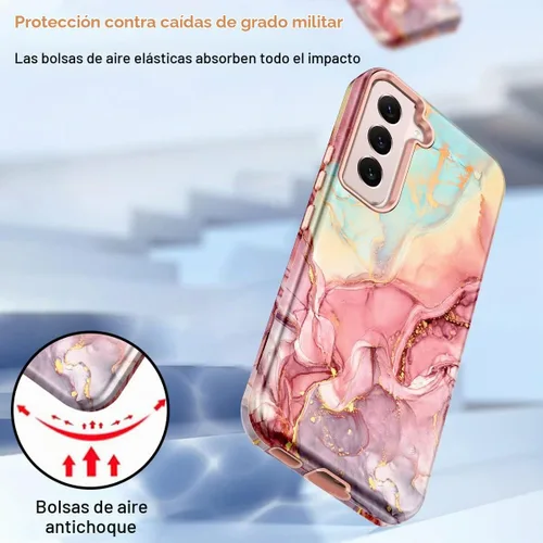 Vista 4 de Btscase Funda para Samsung Galaxy S22+/S22 Plus 5G, Patrón de Mármol 3 en 1 Resistente a Prueba de Golpes de Servicio Pesado Cuerpo Completo Rígida