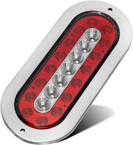 Vista 5 de Partsam 4 luces LED ovaladas de 6.5 pulgadas para remolque, 23 luces LED de montaje en brida, luces traseras de freno rojas, luces de marcha