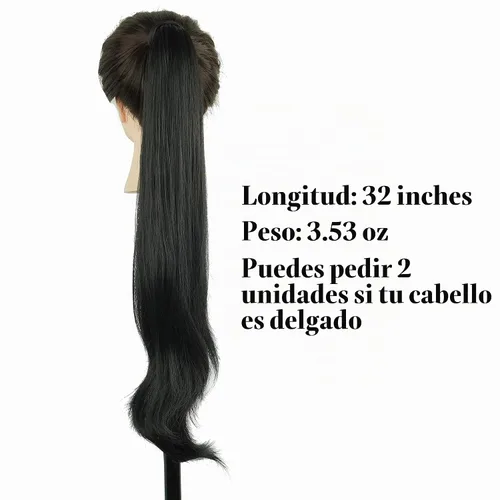 Vista 3 de IMISSU Extensión de pelo Cola de caballo Cabello flexible Colas de caballo Postizos (Negro)
