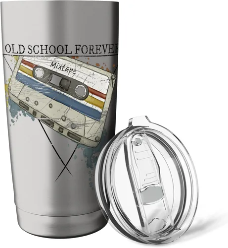 Vista 5 de Old School Forever Retro 90s Cassette Mixtape Vaso aislado de acero inoxidable