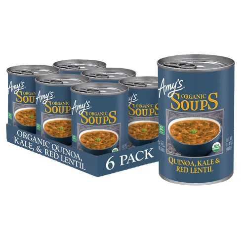 Vista 22 de Amy’s - Sopa vegana ligera en sodio con lentejas y verduras, sin gluten, hecha con verduras orgánicas, sopa enlatada, 14.5 oz (paquete de 12)