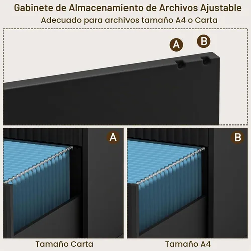 Vista 4 de Vabches Escritorio ejecutivo acanalado con cajones, escritorio de madera para computadora con amplio cajón de archivos, escritorio de oficina