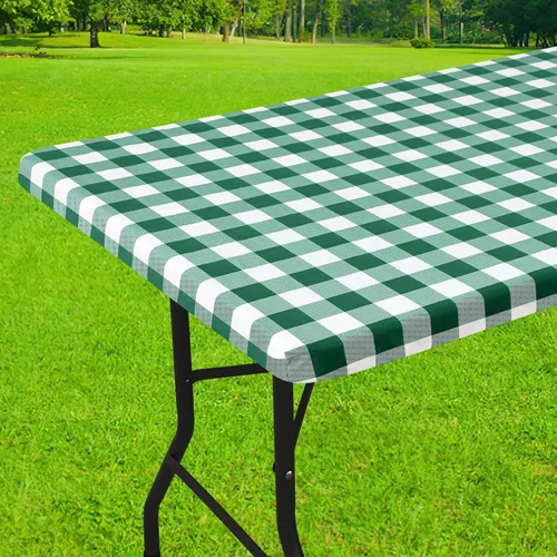 Vista 28 de Smiry Mantel cuadrado de pícnic, manteles de vinilo elásticos impermeables, fundas de mesa de lana cuadriculada con parte trasera de franela