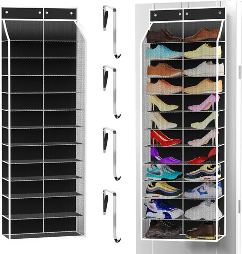 Vista 12 de Kotkn Organizador de zapatos para la puerta de 24 pares para la familia y los niños, de doble cara Almacenamiento colgante para tenis, botas