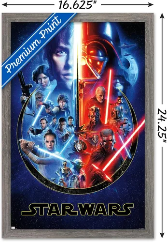 Vista 3 de Trends International Star Wars - Póster de pared Skywalker Saga, 14.725 x 22.375 pulgadas, versión enmarcada de madera de granero