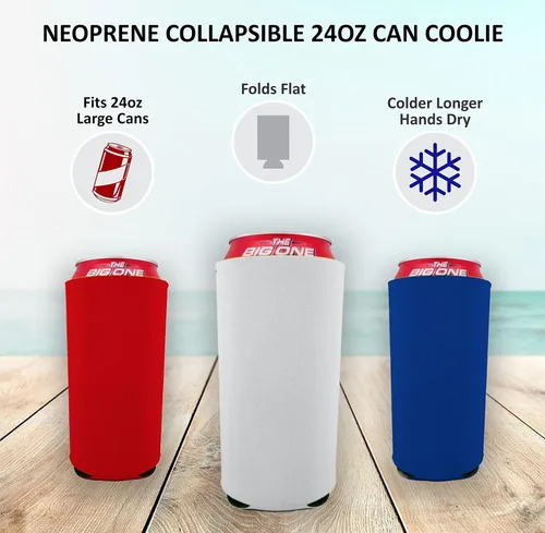 Vista 3 de Neopreno en blanco de 24 oz. Can Coolie (variedad de colores, paquete de 12)