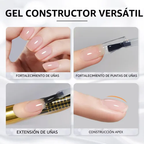Vista 5 de GAOY - Gel de construcción para uñas, fortalecedor de uñas de 16ml en una botella, gel duro para extensión de uñas, esmalte de uñas de secado al UV
