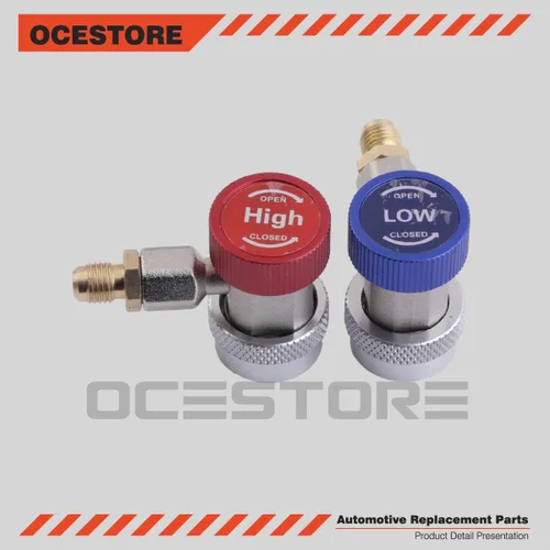 Vista 3 de OCESTORE Ajustable para conector de acoplador rápido R134A, kit de conversión de manguera de manómetro de freón SAE HVAC de 1/4 pulgadas SAE HVAC