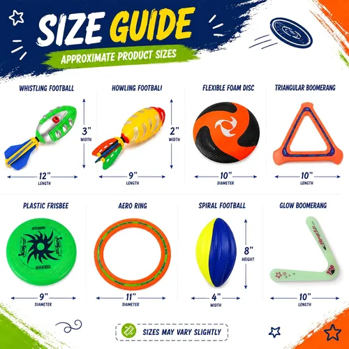 Vista 2 de Juego combinado deportivo 8 en 1 – Los mejores juegos familiares al aire libre para patio trasero con fútbol de espuma, discos voladores, anillos