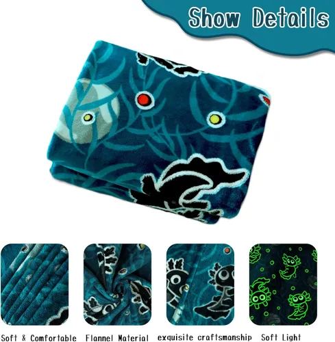 Vista 5 de Manta de Axolotl para niños, manta que brilla en la oscuridad, regalos de Axolotl para adolescentes, niñas y niños, lindos juguetes de salamandra