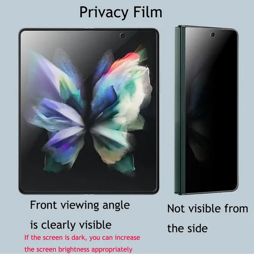 Vista 2 de AHERLCG (1 juego de 2 piezas) Protector de pantalla de privacidad diseñado para Galaxy Z Fold 3, 1 unidad exterior (frontal) + 1 película