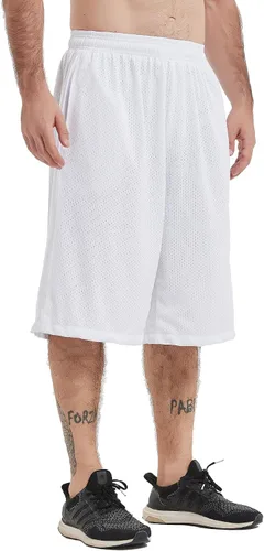 Vista 2 de HQUEC Pantalones cortos deportivos de 12 pulgadas para hombre, pantalones cortos largos de entrenamiento de baloncesto por debajo de la rodilla