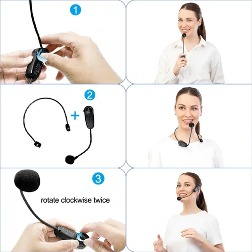 Vista 5 de Mini amplificador de voz inalámbrico con dos micrófonos Bluetooth Sistema PA recargable de megáfono portátil para enseñanza, altavoz pequeño